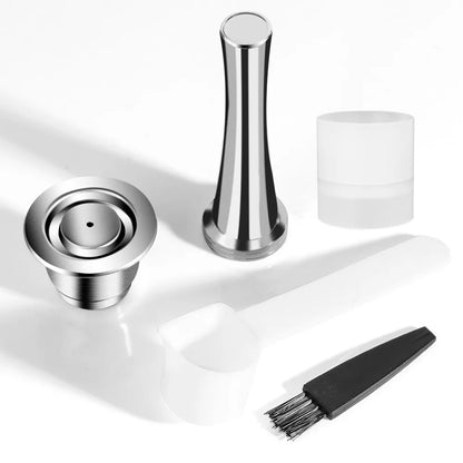 Reusable Coffee Capsule For Nespresso Espresso Crema Cups Stainless Steel Refillable Coffee Pods Filters With Tamper Dosing Ring