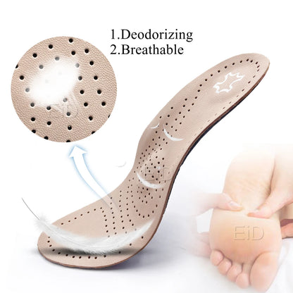 EiD Genuine Leather Orthotic Insole Orthopedic Flat Foot Health Sole Pad For Shoes Insert Arch Support Pad For Plantar Fasciitis