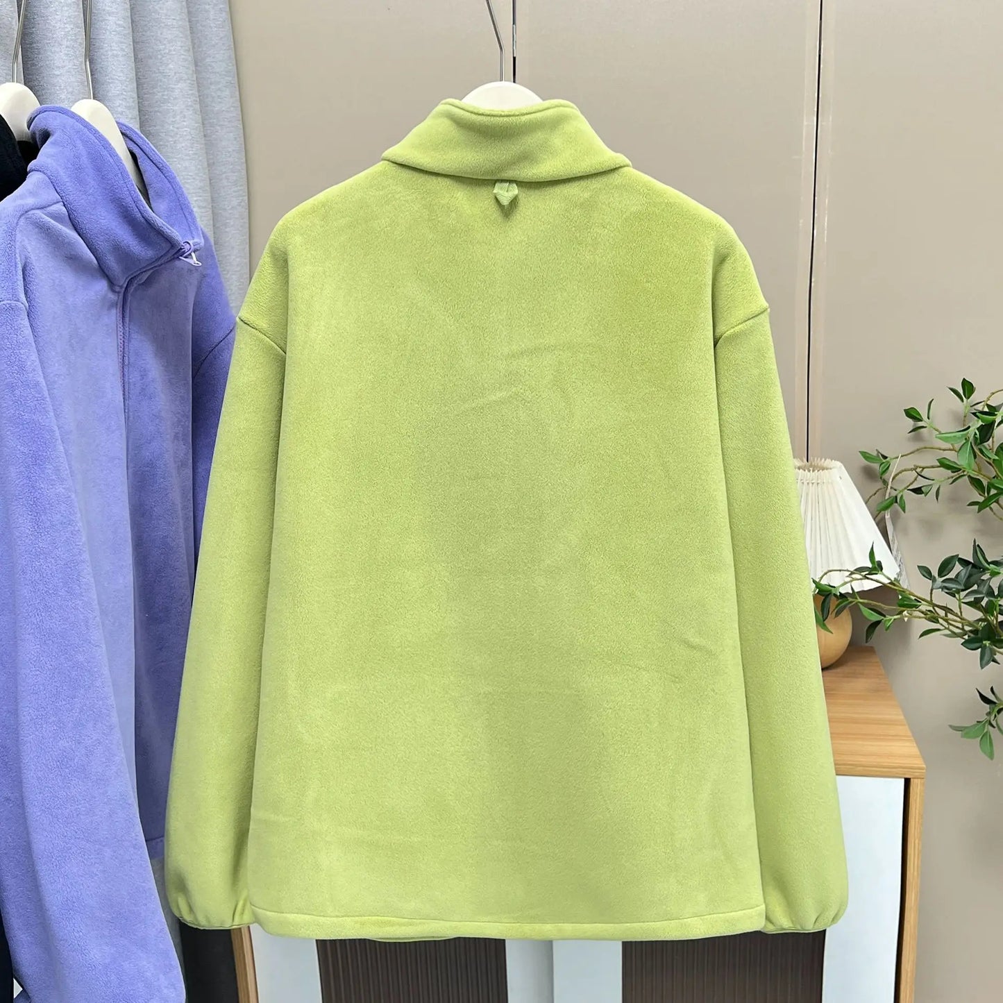 4XL Fashion Plus Size Women's Zipper Hoodie 2025 Winter Simple Warm Fleece Stand Collar Jacket Solid Color Sweatshirt 2606