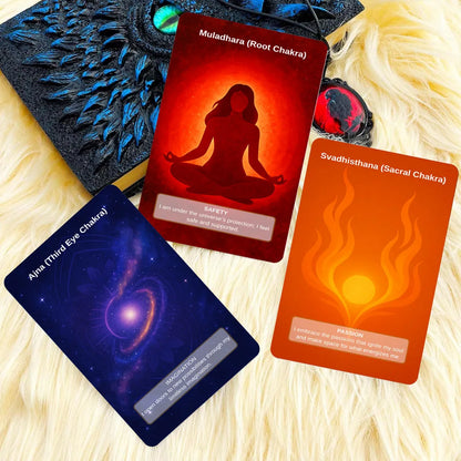 50 Card Deck Includes 1 Instructional Cards, Chakra Intention Oracle , Self-Connection & Energy Adjustment Practices