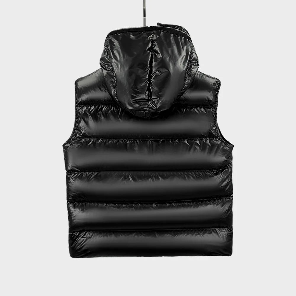 High Street Duck Down Vests Men's Dark Style Winter New Hooded Vest with Long Zipper Pocket Warm Vest Jacket Loose Down Vest