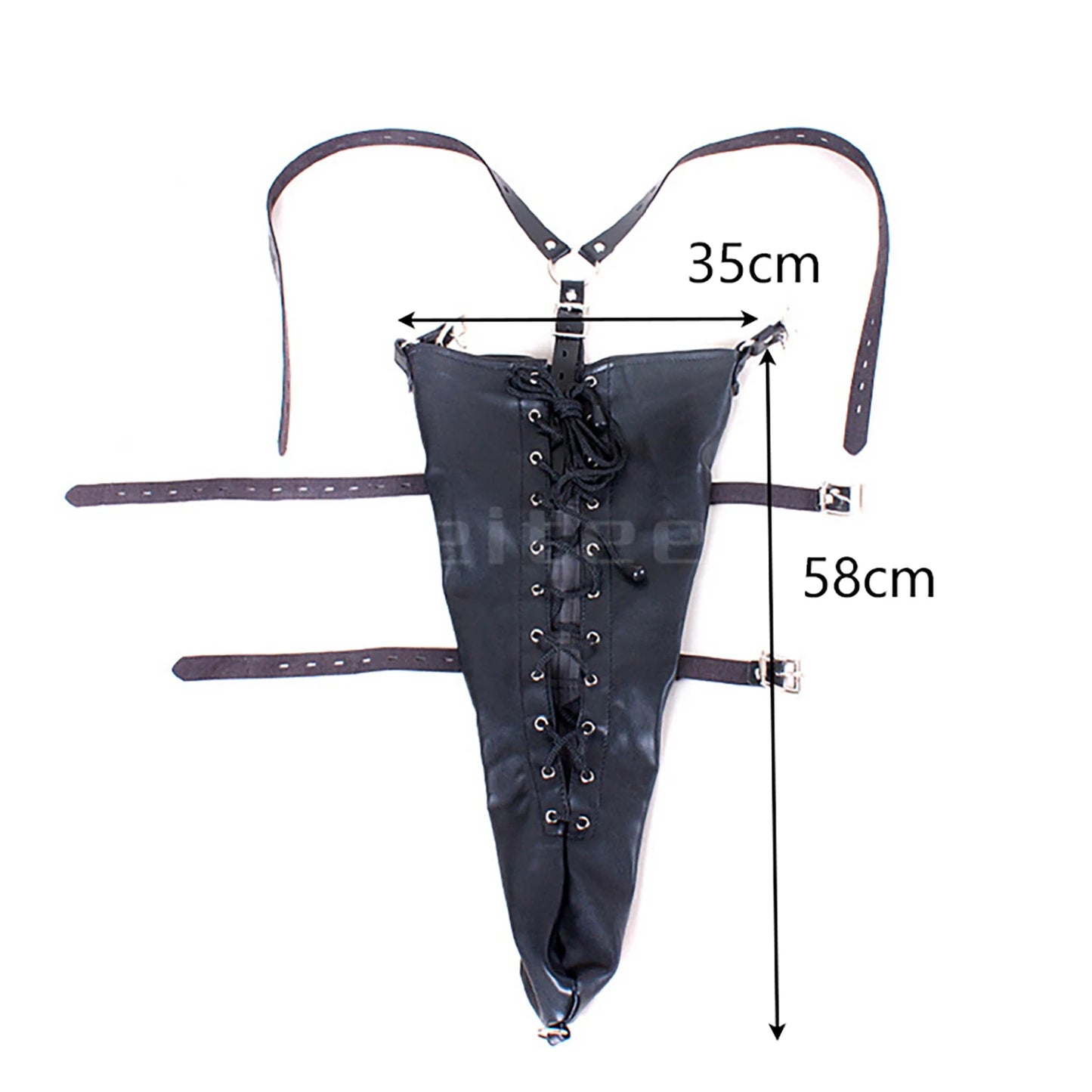 LILUPLAY Sexy Full Sleeve Leather Glove Zippered Armbinder One Arm Binder Bondage Restraint with over Shoulder Straps for Play