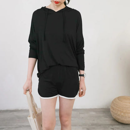 Spring Summer New Modal Long Sleeve Hoodie T-Shirt Women plus Size Loose Base Shirt Slimming Sun Protection Top Korean Style