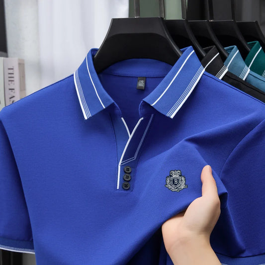 Quality Man Short-Sleeved Polo Shirt Lapel Letter Print Summer Best Seller British Style T-Shirt Outdoor Golf Leisure Men's Wear