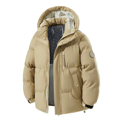 High Quality White Hooded Puffer Jacket Men Trend Solid Color Short Winter Padded Jackets Windproof Coat Thicken Warm Parkas Men