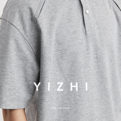 210g Heavyweight Polo Shirt Men Turn Down Collar Half Placket Short Sleeve Solid Color Tee Tops Summer 2026 New Arrival