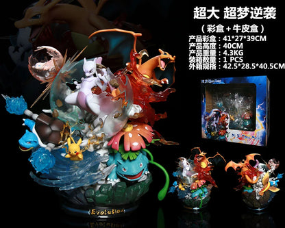 40cm New Pokemon Reverse Dream Pet Pikachu Evolution Group Gk Action Figure Model Toy Anime Decoration Small Sprite Frog Gifts