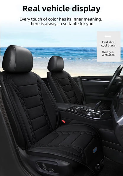 USB Summer Cooling Car Seat Cushion With Fan Front Seat Cooled Seat Cover Black Ventilated Breathable Seat Cover 3-Speed Setting