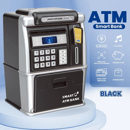 Children ATM Automatic Deposit Teller Machine Toy Smart Password Swipe Card Coin Saving Box Kid Electronic Piggy Bank with Music