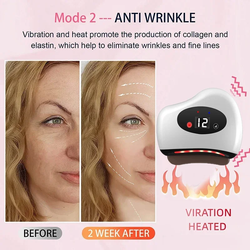 Electric Guasha Scraper Board Microcurrent Face Massager Wrinkle Face Lift Device Gua Sha Plate Facial Lifting Firming Skin Care