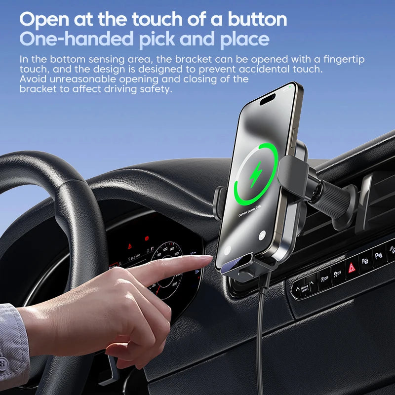 Universal Car Wireless Charging Mobile Phone Holder Air Outlet Mount Transparent Vehicle Navigation Bracket for Smartphones