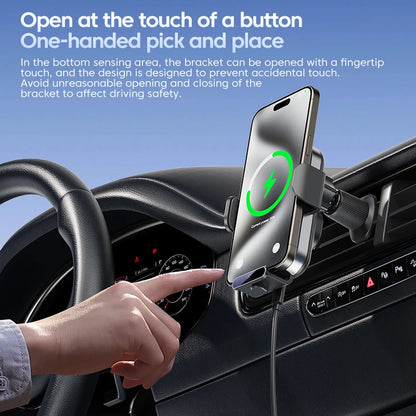 Universal Car Wireless Charging Mobile Phone Holder Air Outlet Mount Transparent Vehicle Navigation Bracket for Smartphones
