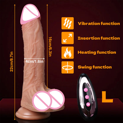 Realistic Dildo Telescopic Vibrator Artificial Penis Female Masturbation G-spot Vaginal Massager Big Dick Sex Toys For Women 18+