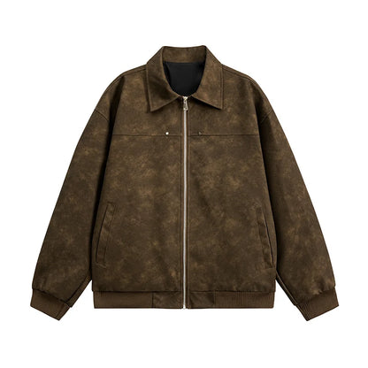 Trend Men's Faux Leather Jacket Autumn Winter Fashionable Solid Color Standing collar PU Leather Biker Jacket Handsome Men Coat