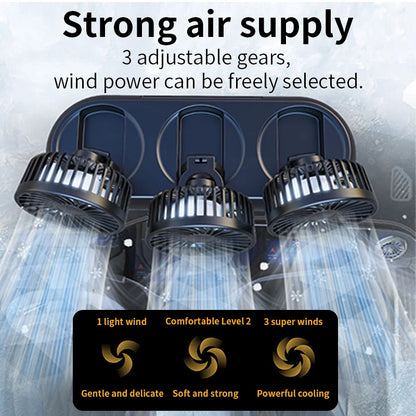 3-Head 5V USB Car Fan with 3 Adjustable Speeds Cooling Auto Cooler Air Ventilation System with Wind Regulation Car Accessories