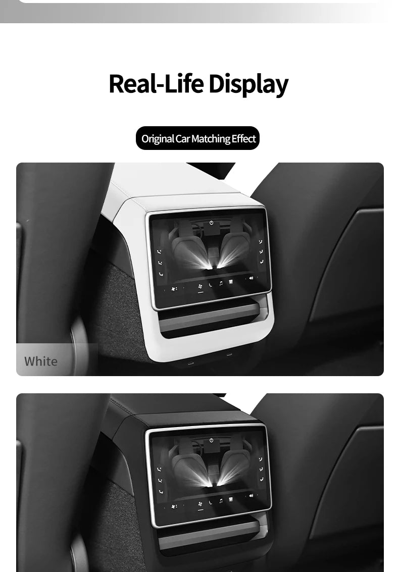 For Tesla Model 3 Highland & Model Y Juniper Rear Air Vent Cover & Leather Center Console Armrest Box Protection Car Accessories
