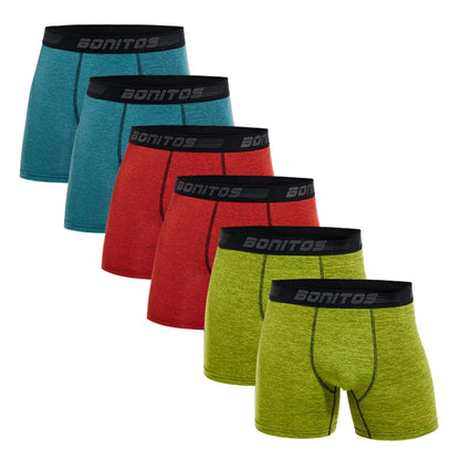 6Pcs/Pack Men's Boxer Briefs Plus Size Boxers Man Underwear Polyester Panties For Men Underpants Alphabet Elastic Webbing Shorts
