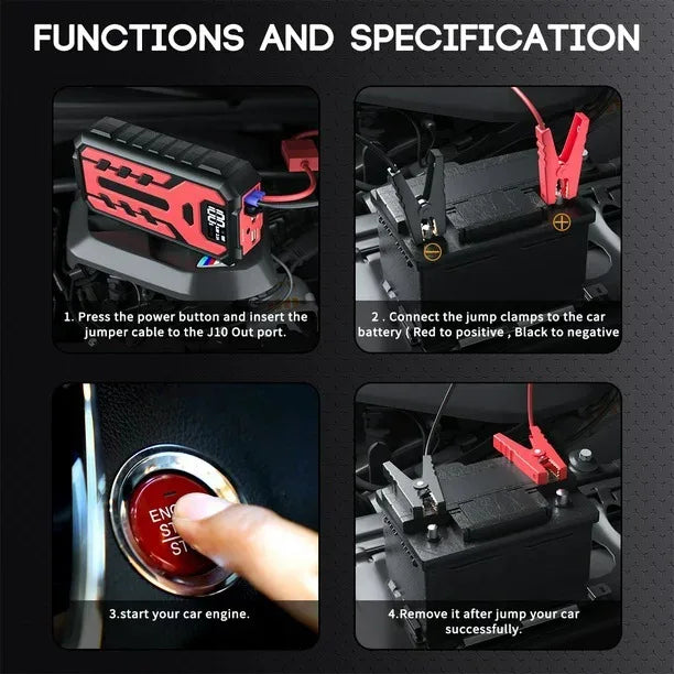 SUKIN 28000mAh High-Capacity Car Jump Starter Multifunctional Car Booster Batterie Voiture 1200A Portable Booster Starting Devic