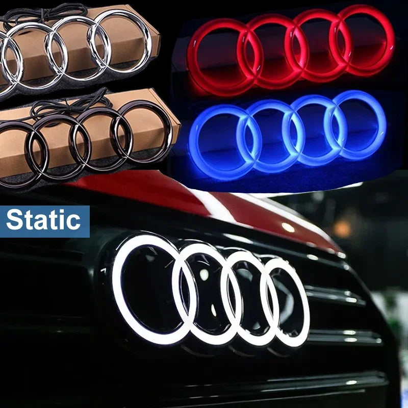 Static Light Car Front Grille LED Emblem Decor for Audi A4 A5 Q5 RS5 A4L A3 8p Q3 A8 Decals Badge Sticker Exterior Accessories
