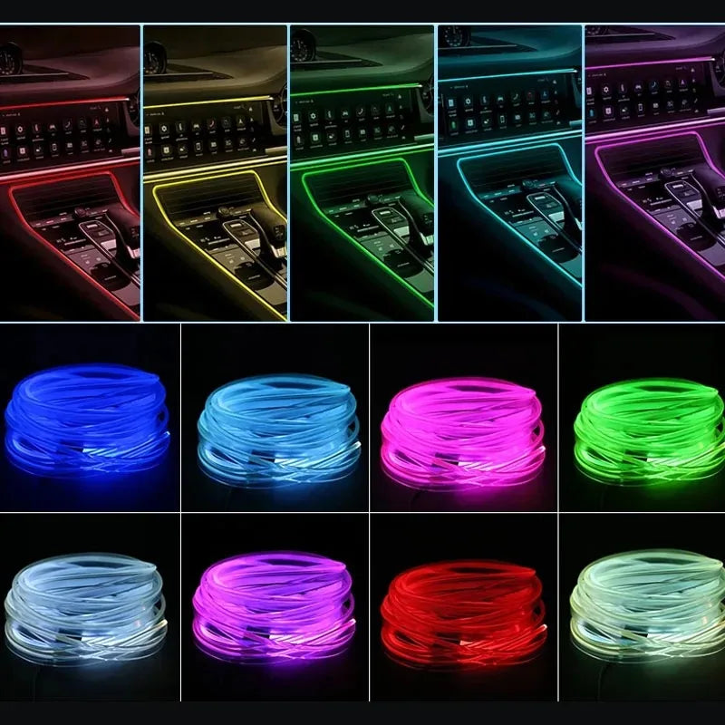 2/3/4/5M RGB Car Interior Ambient LED Light Strip Invisible USB Fiber Optic Atmosphere Lamp with Music Sync
