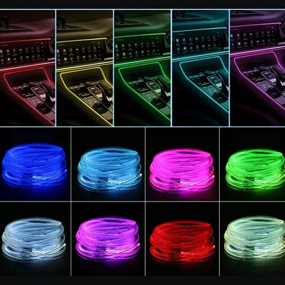 2/3/4/5M RGB Car Interior Ambient LED Light Strip Invisible USB Fiber Optic Atmosphere Lamp with Music Sync