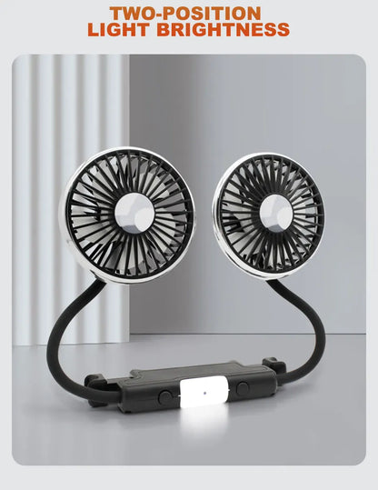 SEAMETAL Dual Head Car USB Fan Cooling Air Fan 3-Speed 360 Degree Adjustable Auto Headrest Fan for Summe Car Accessories
