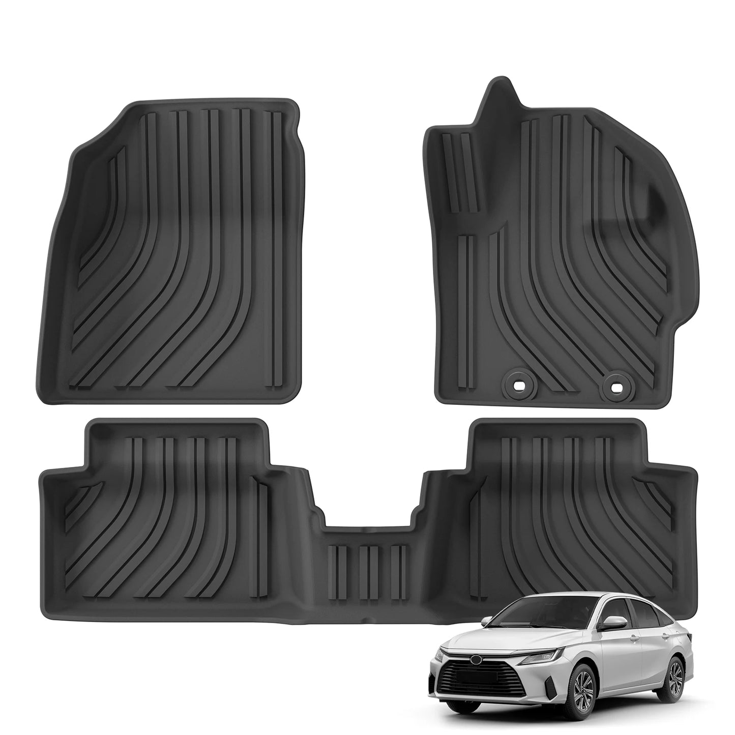LUCKEASY Right Drive for Toyota Yaris (JP Version XP210 2WD) 2020- 2026 TPE 3D Car Floor Mats Trunk Pad Protective Accessories