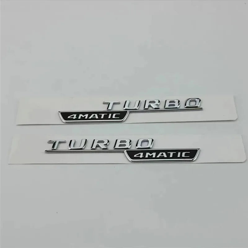 2pcs Car Letters Fender Trim Badge Turbo 4matic Emblem Sticker For Mercedes A45 Cla45 Amg C117 Gla45 Gle53 X247 Accessories