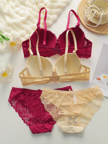 2-piece set of colorful lace combination for gathering and lifting daily bras lingerie set for women sexy  Lingerie 2 sets A2155