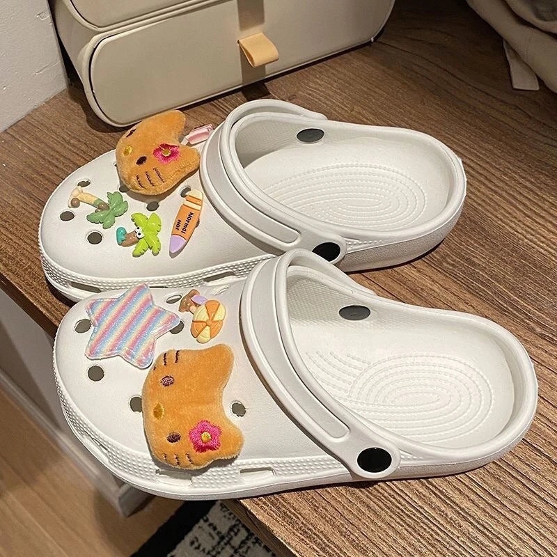Plush Hello Kitty Series Shoes Charms Sets For Clogs Cute Cartoon Sweet Style Diy Decoration Xmas Party Gifts Favors