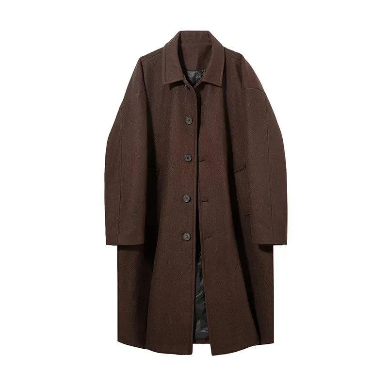 TFETTERS Brand Japan Woolen Overcoat Man Casual Autumn Winter New 2026 Thickening Windbreak Coat Male Daily Vintage Clothing