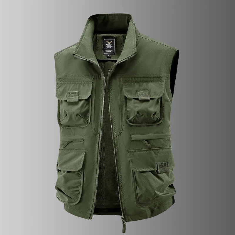 Outdoor Cycling Mountain Climbing Fishing Hiking Fashionable Tourism Camping Solid Color Versatile Casual Workwear, Loose Vest