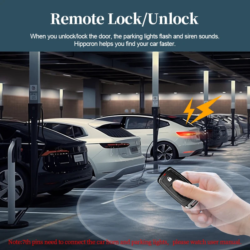 Hippcron Car Remote Control Keyless Entry Start System Central Door Lock Support Window and Trunk Control Function car gadgets