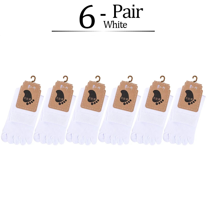 6 Pairs Unisex Toe Socks Men/Women Five Fingers Socks Breathable Soft Cotton Sports Socks Black White Grey Split Toe Socks