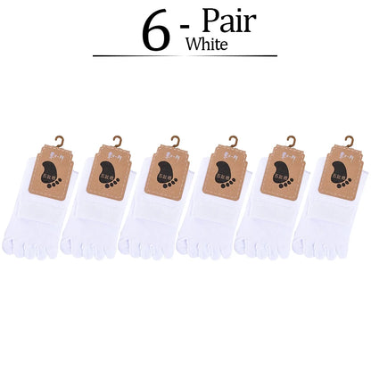 6 Pairs Unisex Toe Socks Men/Women Five Fingers Socks Breathable Soft Cotton Sports Socks Black White Grey Split Toe Socks