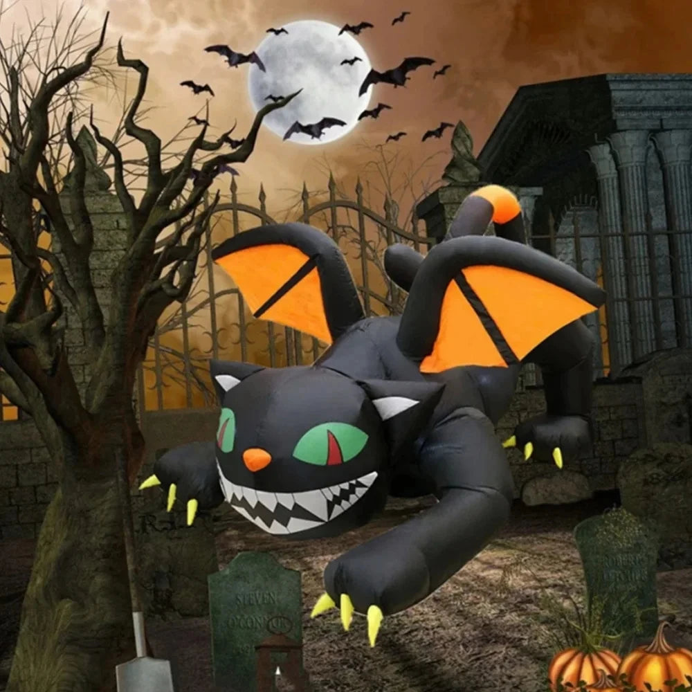 Halloween Inflatable 1.8m Black Cat Toy Shakes Head Ghost LED Lights Indoor Outdoor Yard Airblown Decoration Fun Party Display