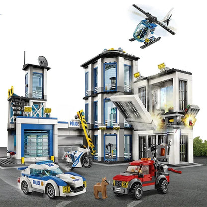 City Series General Bureau of Police Police Car Helicopter Creative Building Blocks Children's puzzle Toys For Kids Gifts 60141