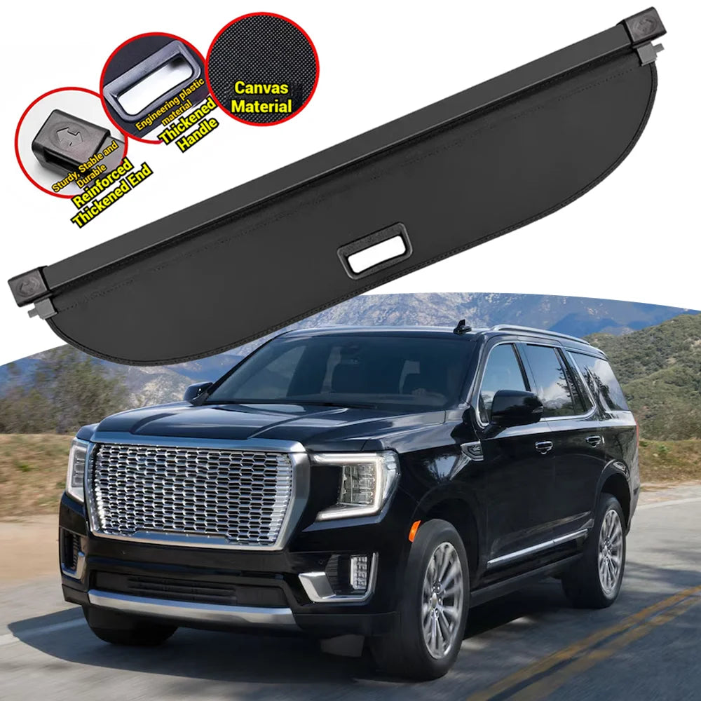 Retractable Rear Trunk Cargo Cover Fit for GMC Yukon & Yukon XL 2021-2025 Luggage Shade Shield Storage Curtain Black