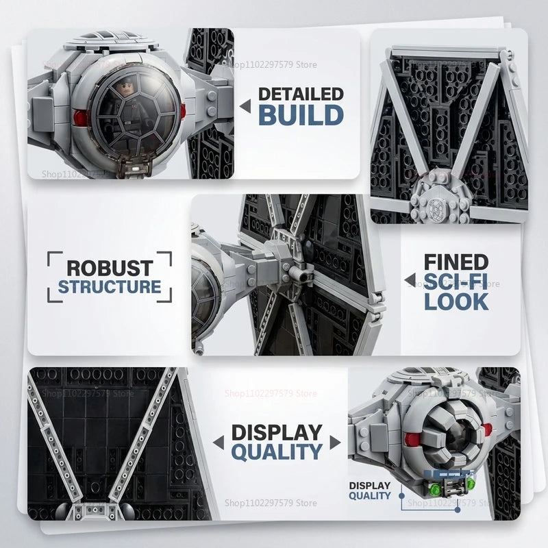 MOC Space War Series Tie Fighter DIY Building Blocks Set Toys Imperial Model Toy for Birthday Gift