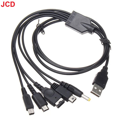 JCD 5 in 1 USB Charging Cable For New 3DS XL NDS Lite NDSI LL WII U Charger For GBA For PSP 1000/ 2000 3000 Gaming Cable