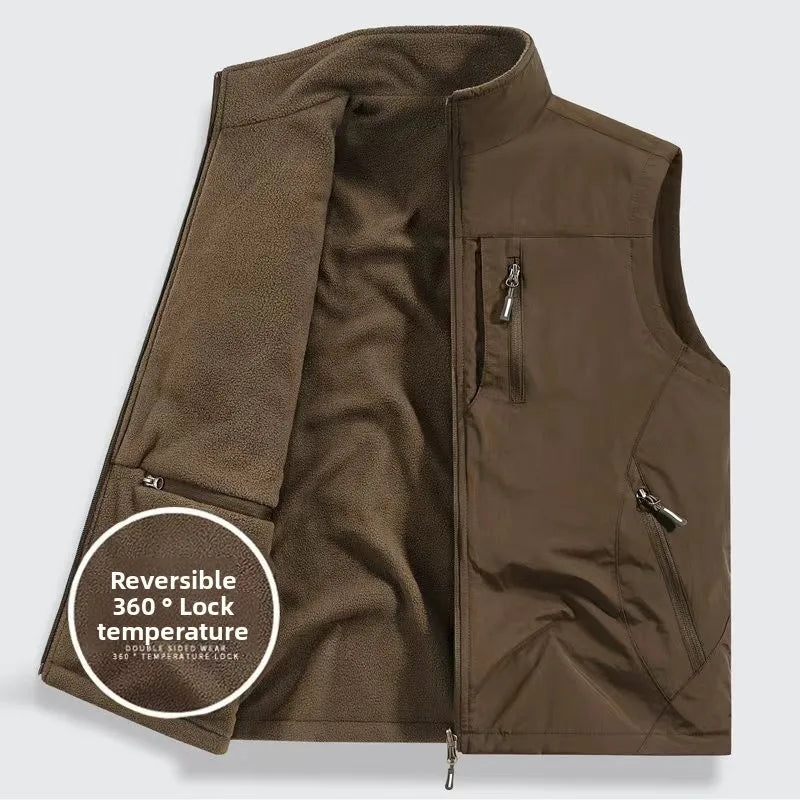 Men's Outdoor Sports Leisure Windproof Cold Proof Warm Vest for Autumn and Winter Comfortable Plush Warm and Fashionable Vest