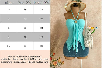 Ladies' asymmetrical collar camisole with shell decoration, suitable for beach vacations, summer, summer spring, Valentine's Day