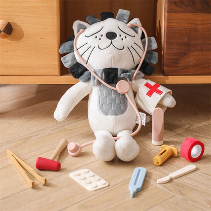 Baby Doctor Simulation Toy Set Silicone/Wooden Medical Simulation Toys Baby Educational Games For Intelligence Children's Gifts