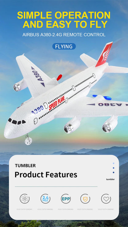 Hot Gyro Airplane Airbus A380 RC Airplane Foam Toys 2.4G Fixed Wing Plane Outdoor Toys Drone  Easy Fly Children Gift