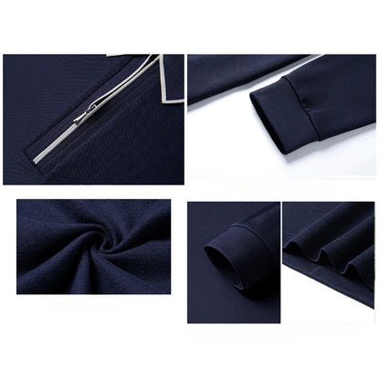 (Cotton+ Wool+Mulberry Silk) Men's High-Quality Polo , Long-Sleeved Shirt, Golf T-shirt, Sweater, Quick Pick, Slim Top Plus Size