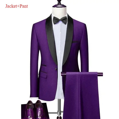 Men's Lapel Black Suit Set Coat Vest Trousers / Business Groomsmen Groom Wedding Dress Fprmal Blazer Pants