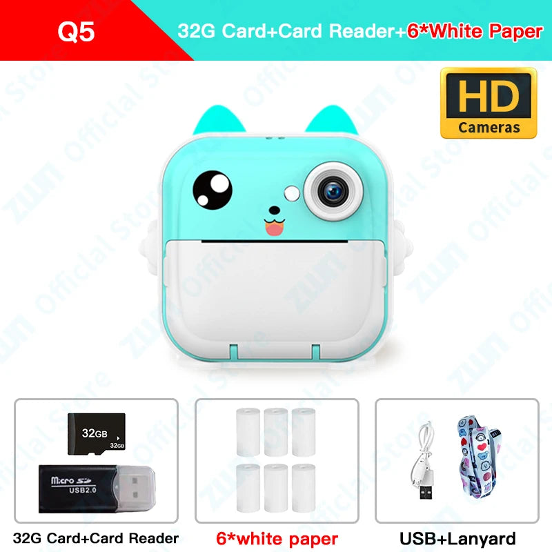 Children 1080P HD Digital Camera Toys Instant Print for Kids Thermal Print Camera Instant Print Photo Video With TF Memory Card