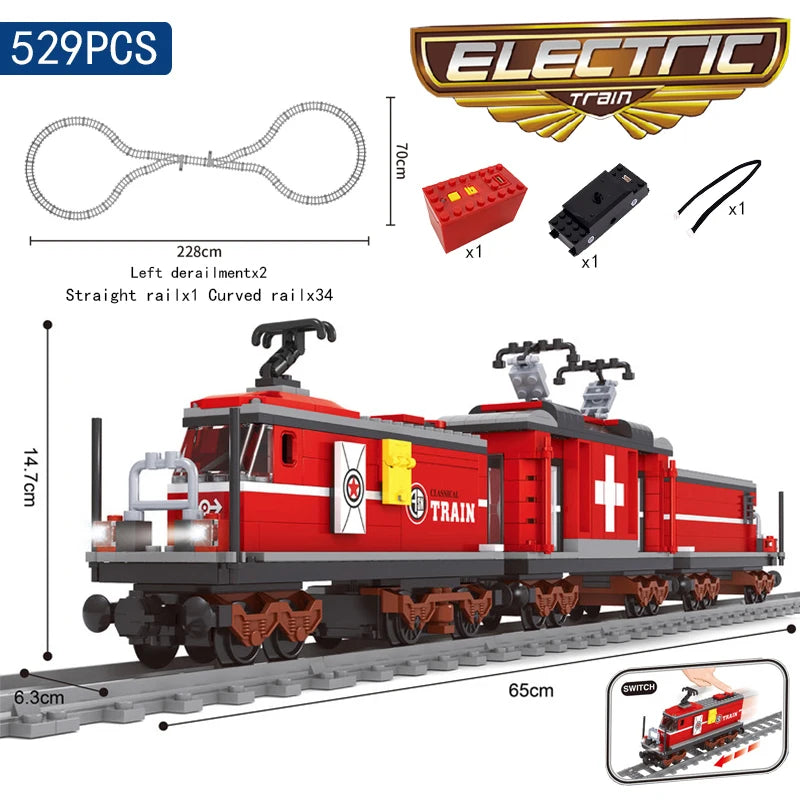 City Trains Flexible Tracks Forked Straight Curved Rails Switch Building Block Bricks High-Tech Creative Toys for kids gifts