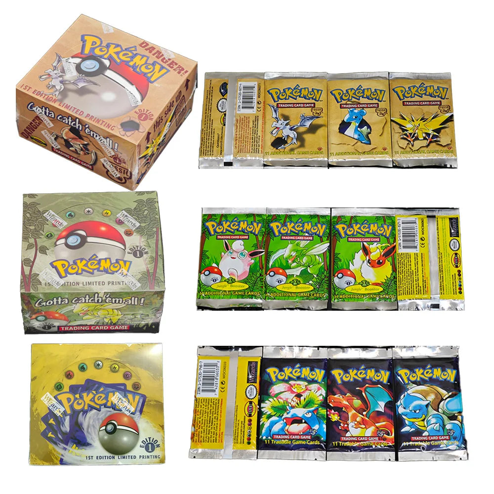 Pokemon 36 Packs 1ST Edition Classic Base Jungle Rocket Fossil Set Proxy Pokémon Cards PKM Games Board Games Card Collection