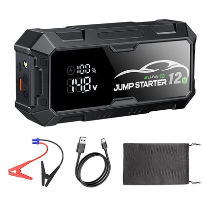 Portable 12V Car Emergency Starting Power Bank Car Jump Starter with Integrated Tire Inflator for Automobile Tyre Inflation